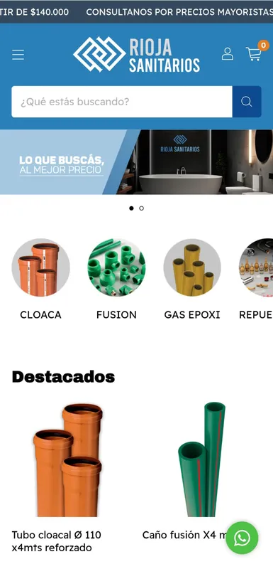 Tienda online Rioja Sanitarios creada por FURIA DIGITAL