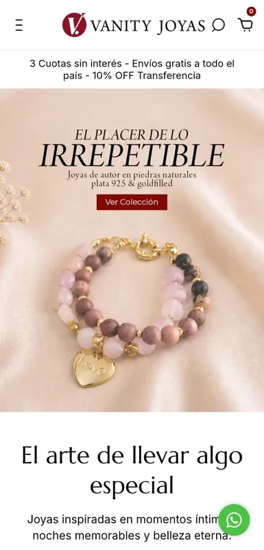 Tienda online Vanity Joyas creada por FURIA DIGITAL